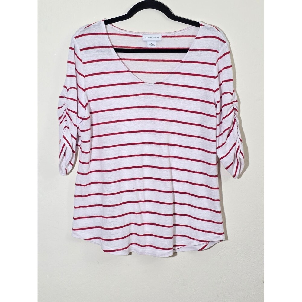 Liz Claiborne Striped Top in White and Red